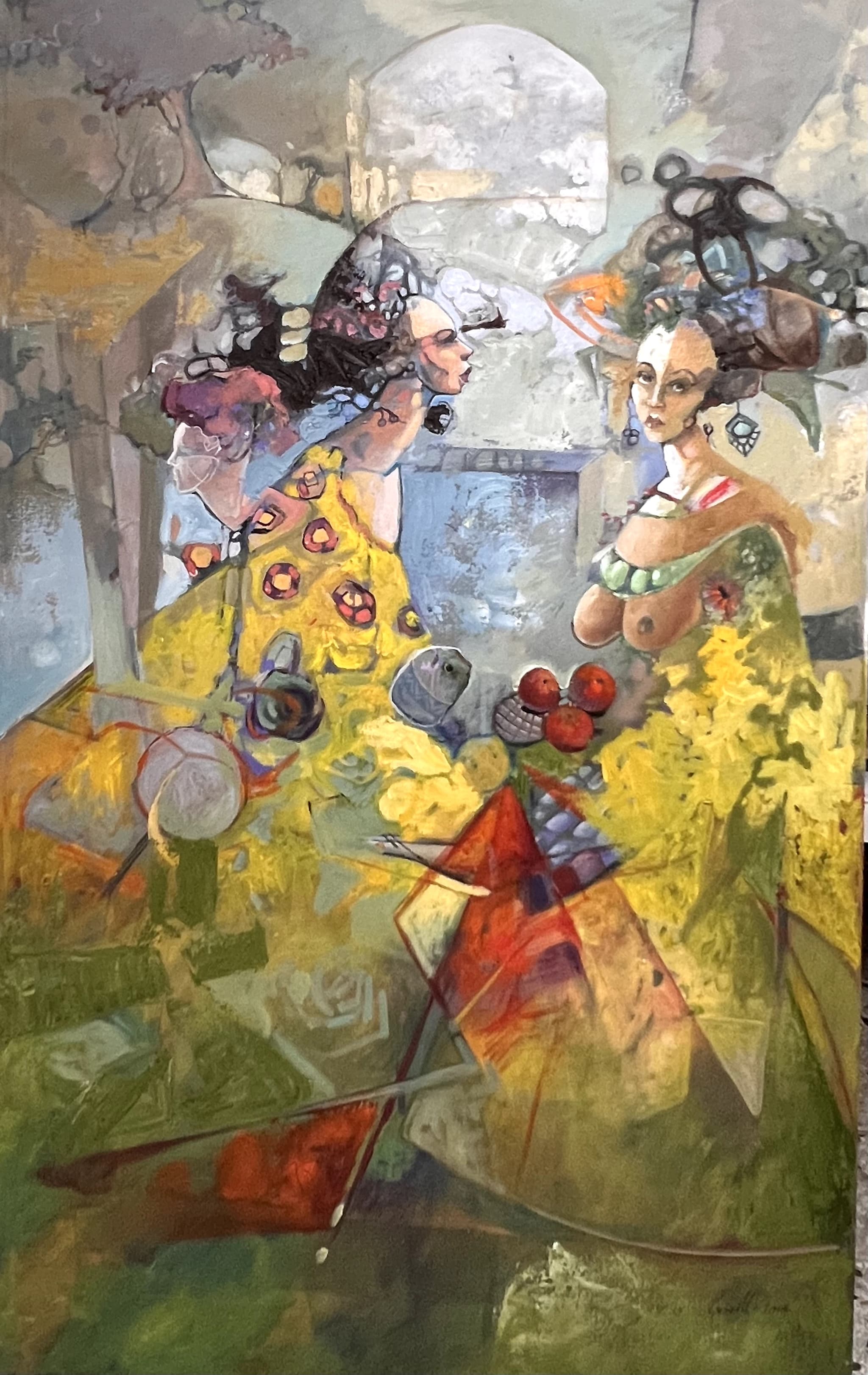 Dos mujeres con frutas por Antonio Carrillo