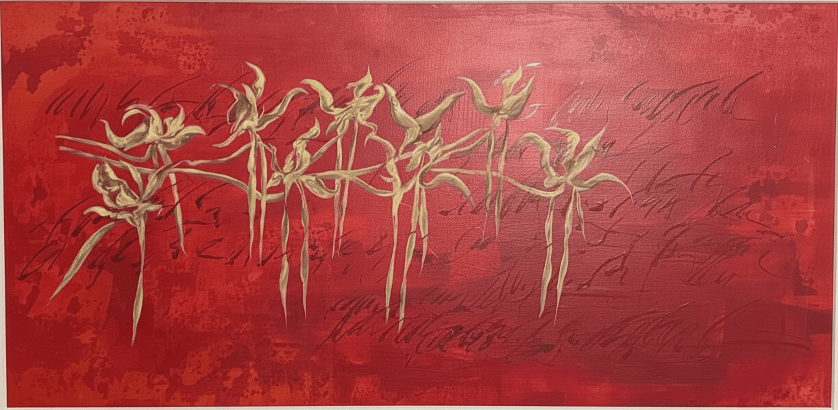 Orquídea Blanca fondo Rojo por Guillermo Conte