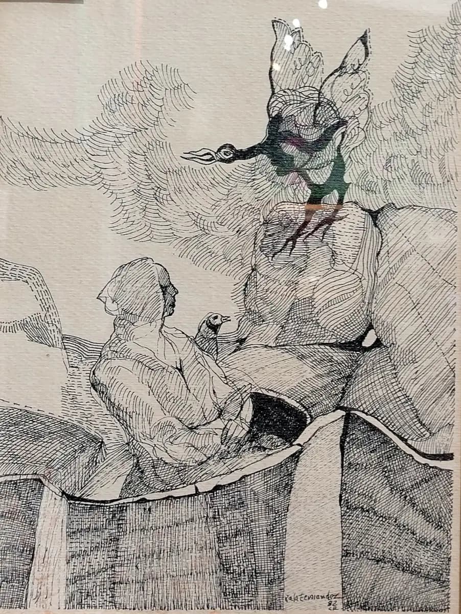 Mujer y dos Aves por Rafa Fernández