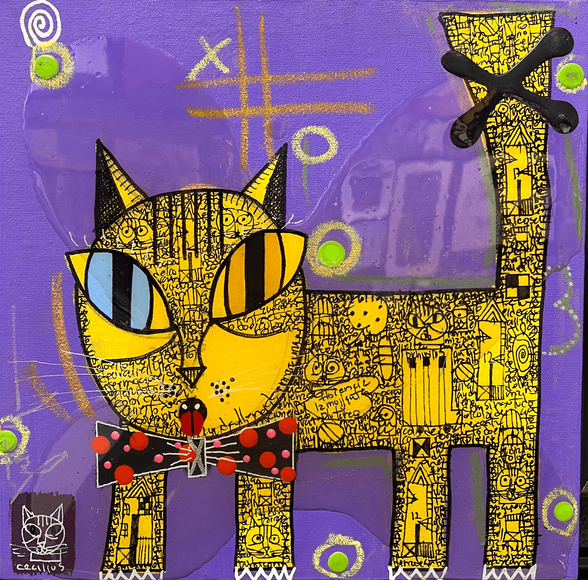 Gato con acrílico por Gustavo Araya